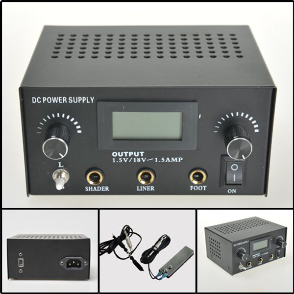

wholesale-lcd dual tattoo machine gun power supply clip cord foot pedal