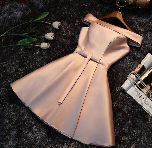 

2017 champagne mini/short bridesmaid dress off-shoulder lace up wedding guest dress prom homecoming dynamic dress african gowns, White;pink