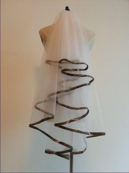 

camo wedding veils ribbon edge one-layer bridal veils, Black