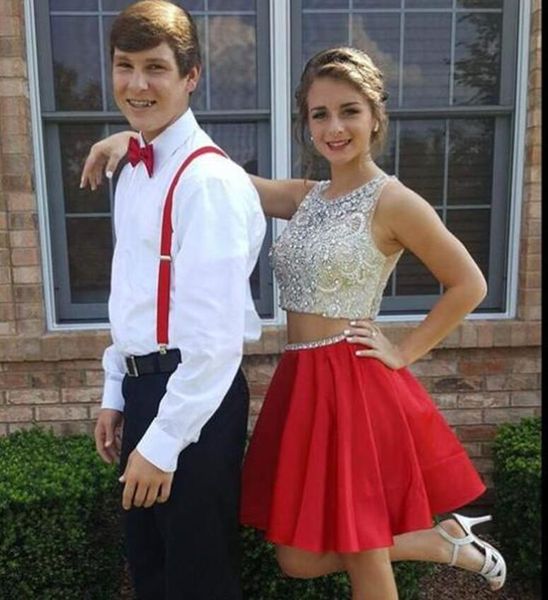 

sparkling major beading two piece short homecoming dresses 2017 red a line skirt crystal sheer mini crop dress prom gown, Blue;pink