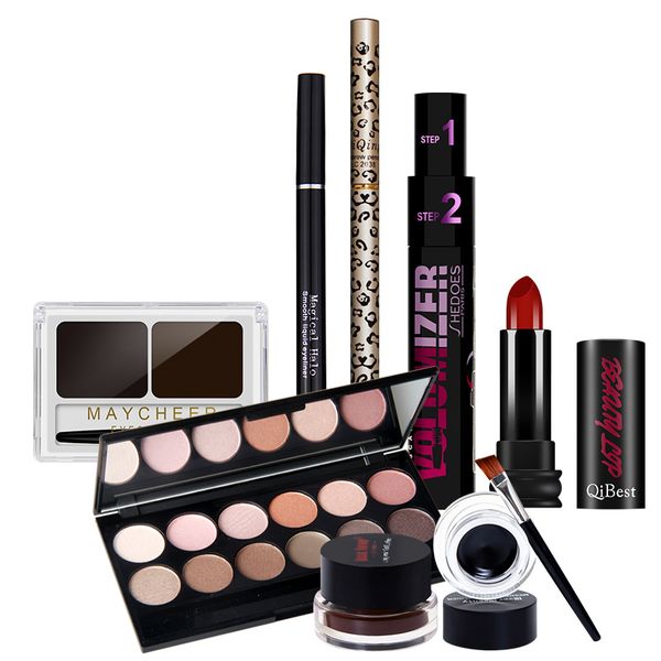 

wholesale- new makeup set 1set=8pcs lipstick and eyeshadow and double eyeliner and mascara make up kit tools