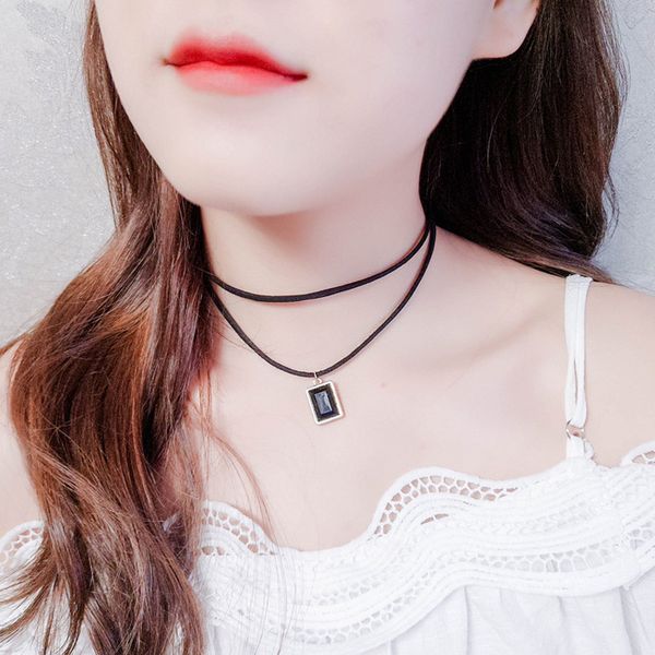 Collier ras du cou femmes filles noir classique velours extensible cou bijoux