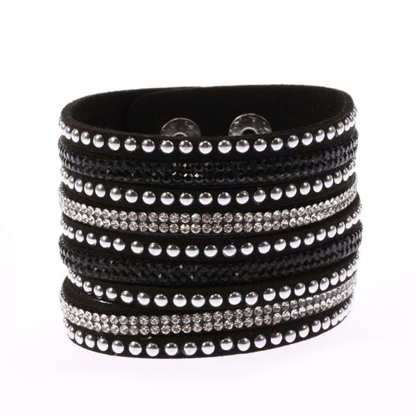 

многослойные искусственная кожа браслеты для женщин мужчины ювелирные изделия 2017 магнитные кисточкой pulseira feminina мода манжеты брасле, White