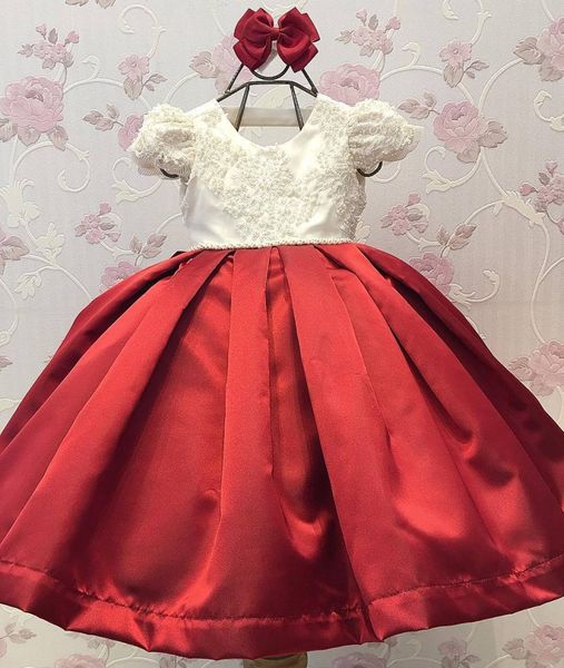 

pearls ball gown flower girl dresses for weddings little girls pageant dress satin short sleeves lace first communion gowns, White;blue