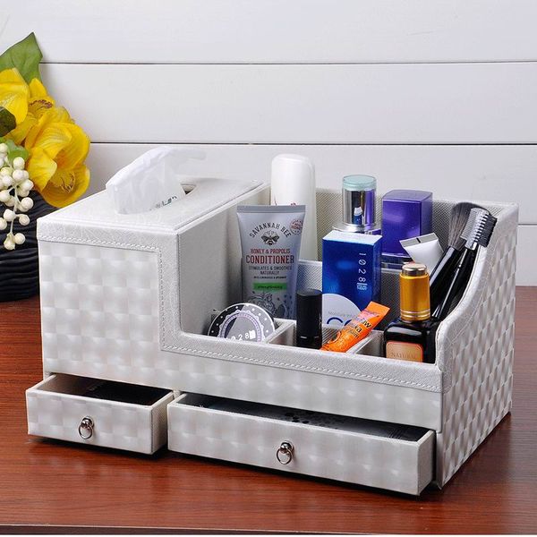 2019 Whole Leather Tissue Box Pumping Paper Fashion Desktop Cosmetics Remote Control Storage Rack Drawer Large From Tanggo 36 19