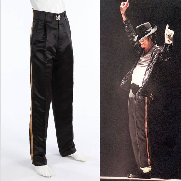 

wholesale- sexemara rare mj michael jackson black entertainers golden straight trousers pants for fans billie jean