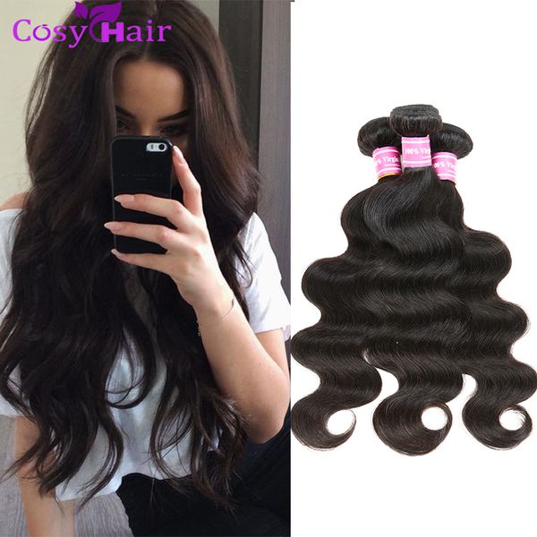 

cosy unprocessed peruvian hair body wave bundles unprocessed hair bundle deals 100 human hair sew in extensions peruvian body wave weft, Black