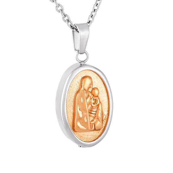 

ijd9797 religion pendant necklace monk engraved stainless steel cremation ashes keepsake urn pendant necklace, Silver