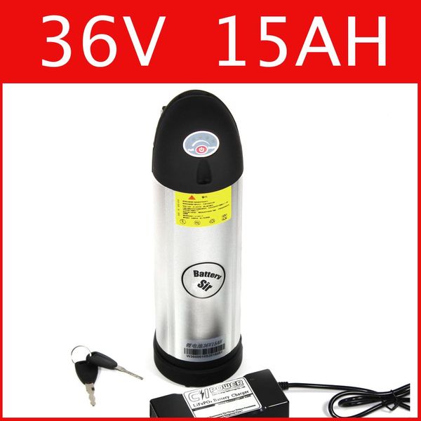 Бутылка воды 36Volt 500W 15Ah Электрические велосипедные батареи 36V 15Ah Литий-ионная батарея 36v Батарея для электронного велосипеда США ЕС Бесплатные налоги и сборы