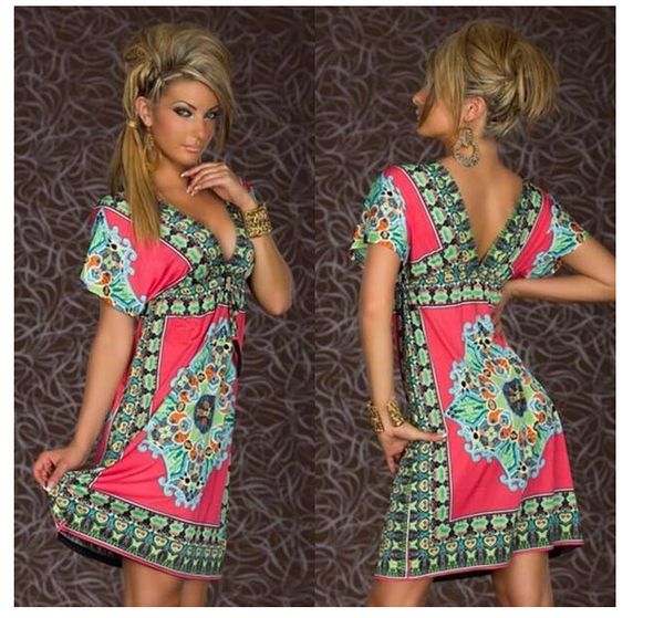 

wholesale- tfgs fashion retro 1960s 1970s vintage paisley print v neck hippie bohemian summer dress women beach dress, White;black