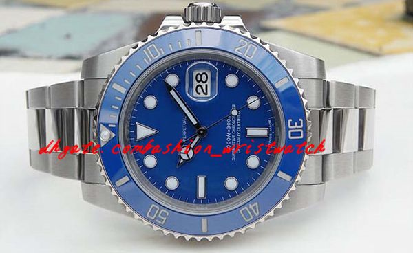 

stainless steel bracelet mens 18k white gold blue ceramic bezel #116619 40mm mechanical man watch wristwatch, Slivery;brown