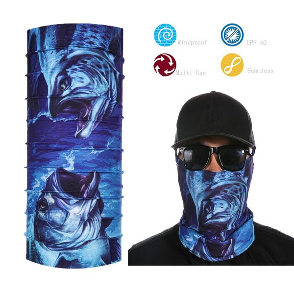 

wholesale- 2016 custom design promotional multifunction headwear fish printed bandana, Blue;gray