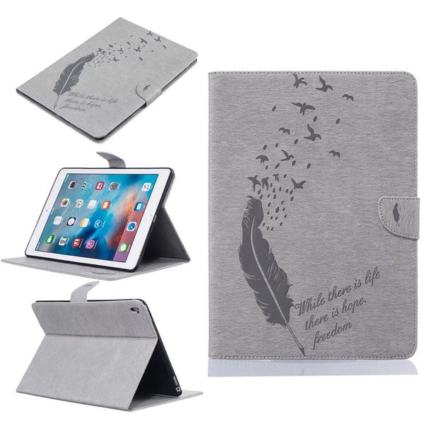 

for ipad pro 9.7 inch tablet leather case filp cover wallet stand with card slot money pocket embossed feather bird desgin