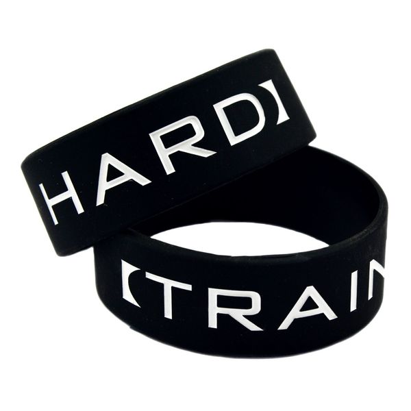 1шт тренировочный силиконовый резиновый браслет 1 дюйм широкий черный взрослый размер мотивационный логотип для спортивного подарка