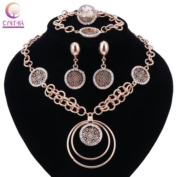 

jewelry sets for women african beads crystal hollow charms nigeria necklace earrings wedding brides jewellery sets, Black