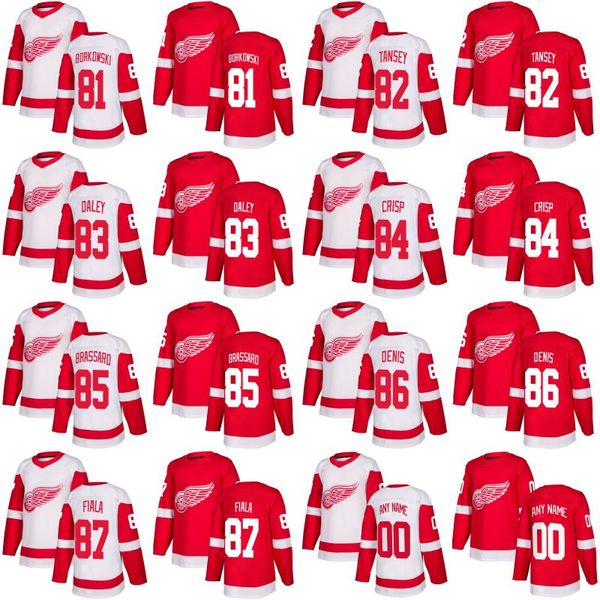 

2017-2018 Season 81 Mike Borkowski 82 Kevin Tansey 83 Trevor Daley 84 Connor Crisp Detroit Red Wings Custom Hockey Jerseys