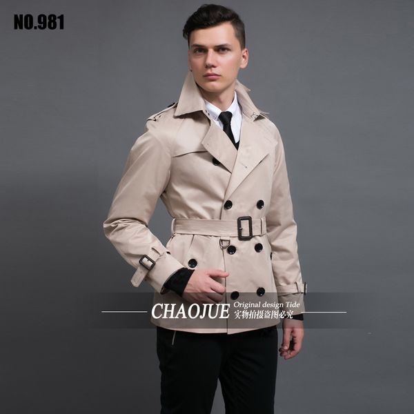 

wholesale- 2016 spring new men's trench coat england quality beige trenchcoat plus size 3xl mens trench coat male slim fit jacket for g, Tan;black