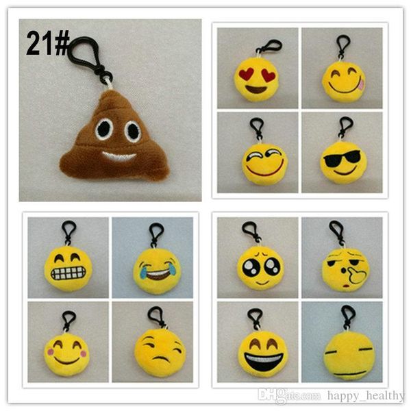 

500pcs Children's bag plush pendant doll QQ Expression Stuffed emoji toys for Kids Emoji Keychains Mixed Keyrings 5.5*2.5cm 21 s
