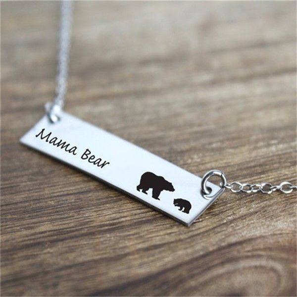 

2016 mama bear necklace mom necklace for mom gift mother's day birthday gift for mom mama bear necklace, Silver