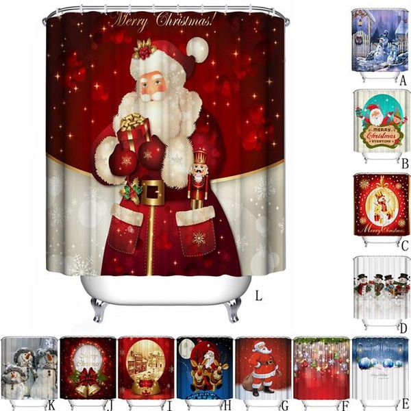 Высокое качество занавески для душа Рождество ткань водонепроницаемый ванная комната Санта декор для дома Новый год крючки Бесплатная доставка