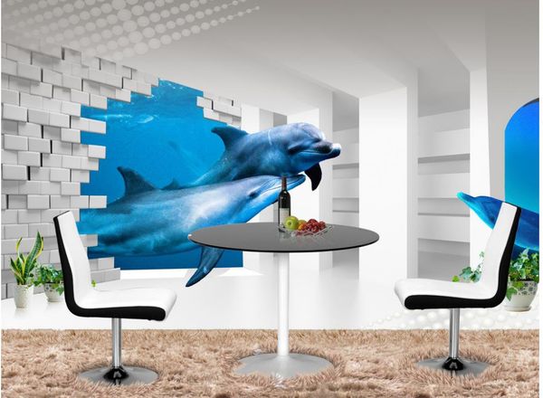 

fashion decor home decoration for bedroom 3d underwater world stereo dolphin roman column tv background wall