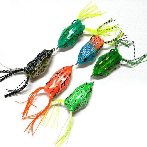 

Mix Color 6pcs/lot New Soft Frog Lure Bass Fishing Double Hooks Bait Crankbaits Fishing Tackle Topwater Gear Accessories Free Shipping