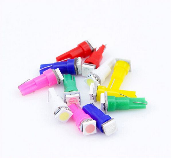 

500pieces/lot t5 5050 1 smd 1 led bulbs with wedge base for dashboards(gauge bulbs) warning indicator lights 12v red white blue