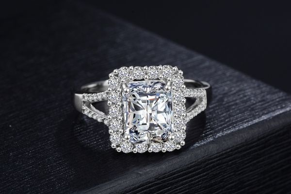 

3 CT S925 серебро AAA CZ мода Белый обручальное кольцо для женщин классический обручальные ювелирные изделия аксессуары кольца