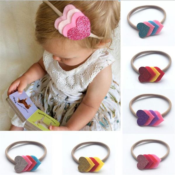 Bling Heart Infant Baby Headbands Handmade Girl Hairband Headwear