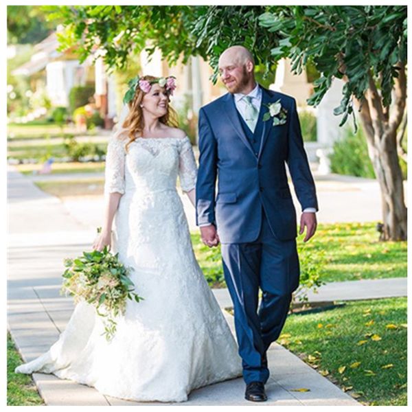 

garden new spring wedding dress off shoulder half sleeve modern lace romantic a-line plus size bridal gowns custom made vestidos fantastic, White