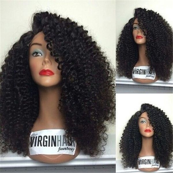 

8a kinky curly full lace wig indian gluele full lace human hair wig for black women virgin afro kinky curly lace front wig
