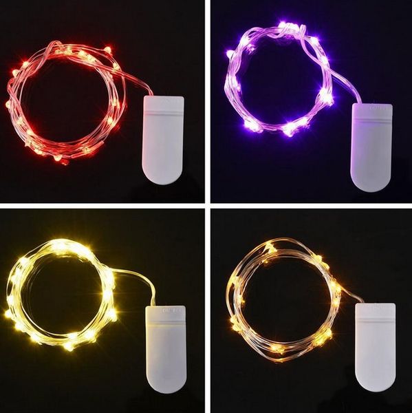 CR2032 Batterie 2M 20LEDS Saite betriebene Mikro Mini Leicht Kupfer Silber Draht Starry LED -LED -Streifen für Weihnachts -Halloween -Dekoration 10pcs