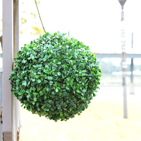 1 pc Diâmetro 28 cm Grama Artificial Bola planta Verde Folhas Com Folhas Redondas Jardim Criativo Decoração de Casa Decoração loja de casamento