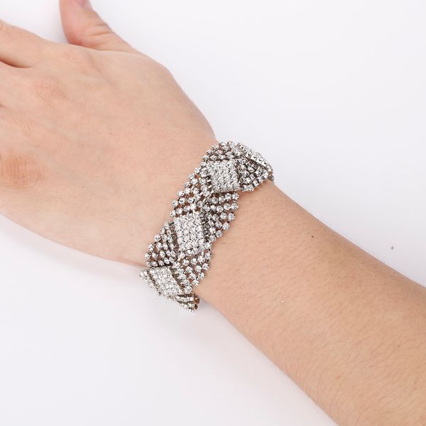 

The bride jewelry Rhinestone Silver Plated Crystal Bracelets For Women Rhinestone Cuff Bracelets Bangles Wedding Jewelry
