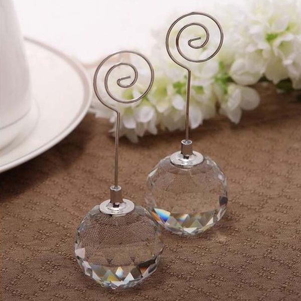 100pcs / lot favor do casamento decoração envio gratuito de cristal de diamante bola Place Card Table Numbers titulares de casamento Titular do partido