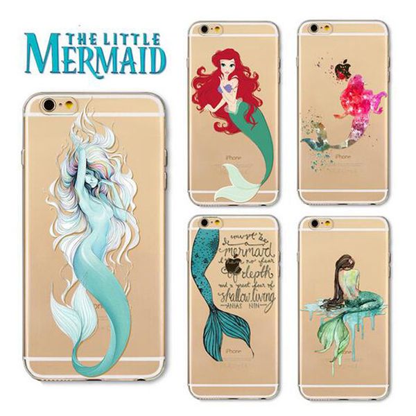 

Для iPhone 7 6s 6 Plus 5s 5 Чехол 1 мм Прозрачная Мягкая Крышка ТПУ Русалка Pattern Чехол Телефо
