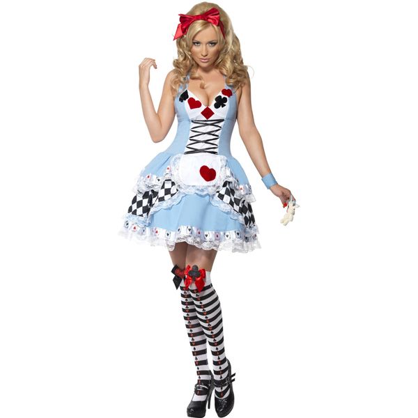 Atacado trajes de poker de halloween das mulheres adulto alice no país das maravilhas traje terno empregadas domésticas lolita fantasia vestido cosplay traje para mulher menina