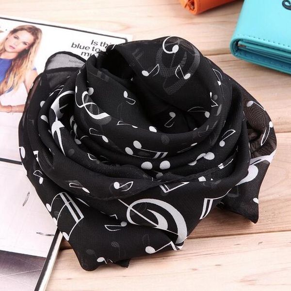 

lady new note 50*160cm printed scarf silk arrival style chiffon korean music wj-077 xjinm, White;black