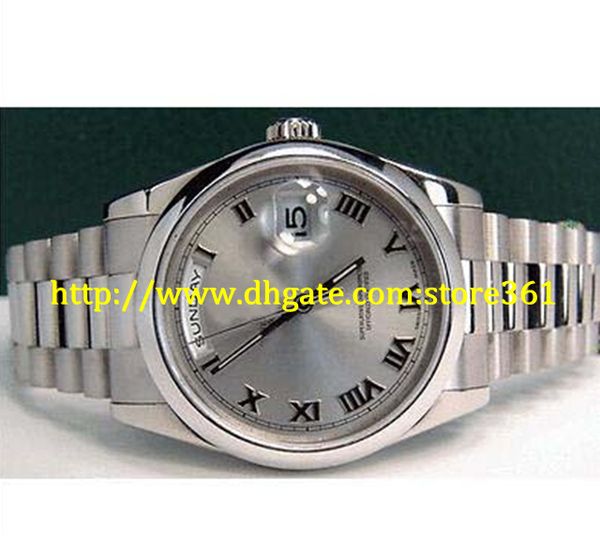 

store361 new arrive men's 18kt white gold roman president - 118209, Slivery;brown