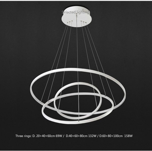 

modern pendant lamps for living room dining 3/2/1 circle rings acrylic aluminum led lighting ceiling lamp fixtures