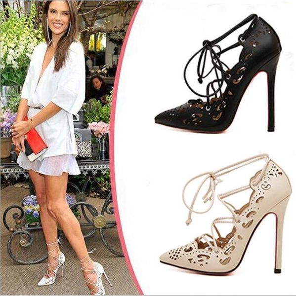 

В продаже Rihanna Lace Up Women Pumps Sexy Laser Cut Outs туфли на высоких каблуках свадебные туфли на