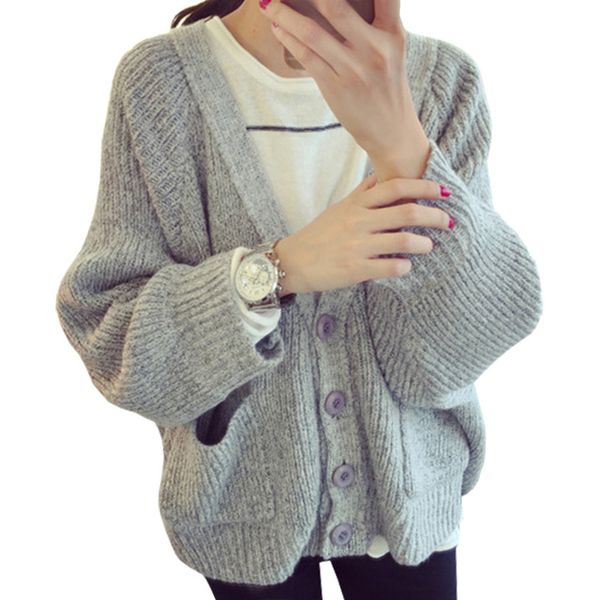 

wholesale- sweater 2016 autumn winter coat thicker pull students new bat sleeve knit cardigan sweater korean loose jumper vestidos lxj146, White;black