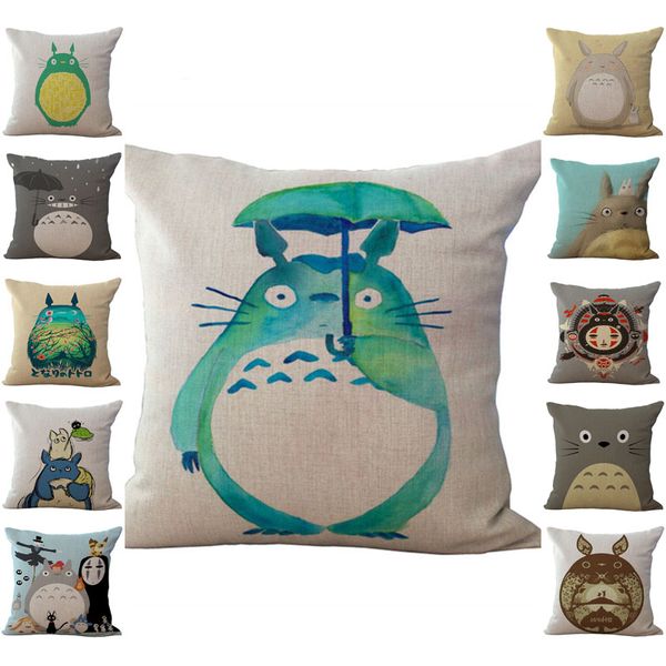 Chinchilla Totoro Pillow Case Cushion Cover Linen Cotton Throw