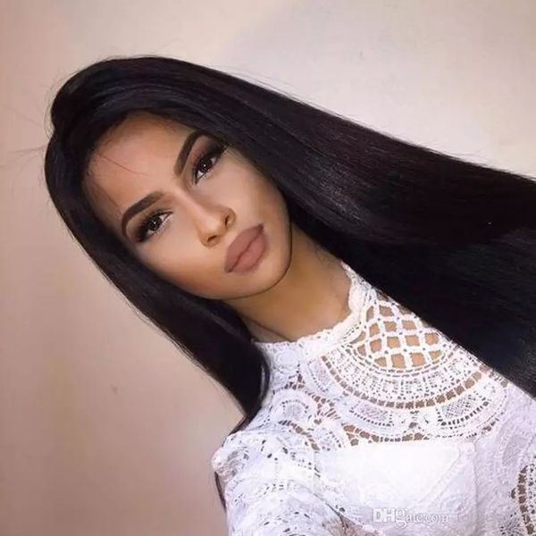 Straight Wig Side Part Human Hair Brazilian Virgin Hair Long