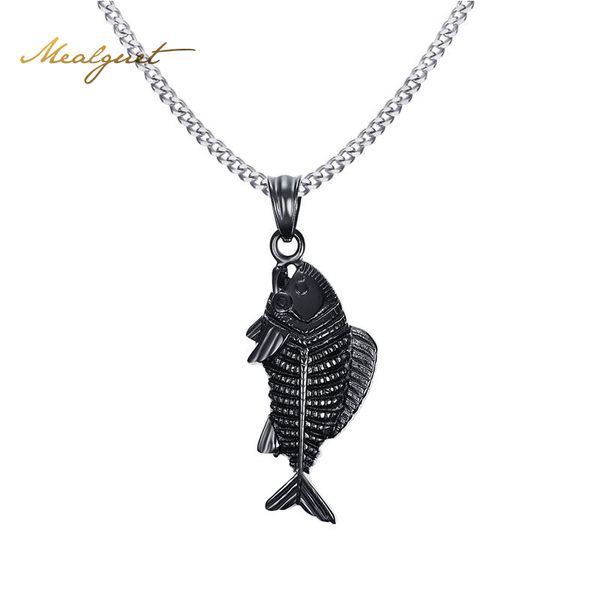 

fish bone pendant necklace with chain bohemia stainless steel party jewelry 3 colors, Silver