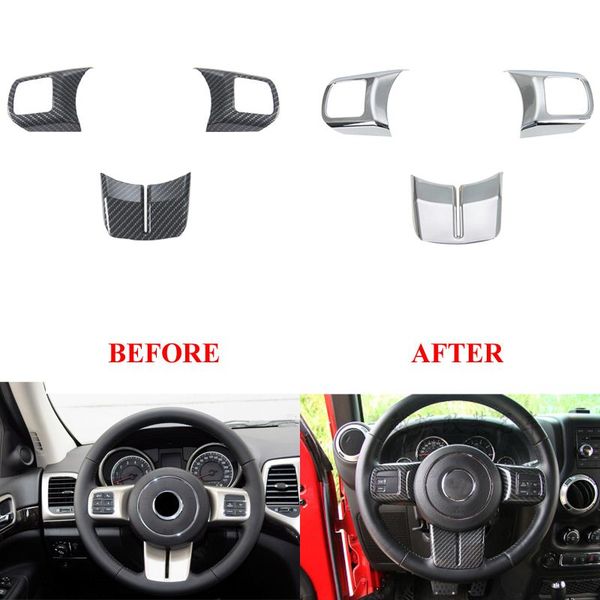 Steering Wheel Button Switch Cover Frame Trim Sticker Interior Decorative Car Accessories For Jeep Grand Cherokee 2011 2013 Unique Car Accessories For