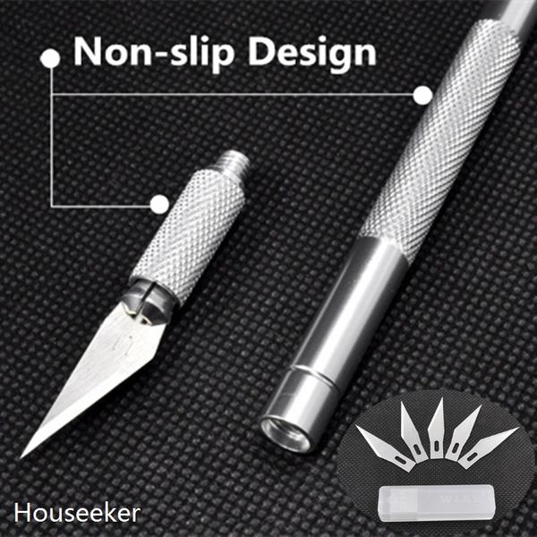 

wholesale- 6 pcs blades non-slip metal graver scalpel knife carving tools kit detachable blade folding cutter engraving craft knives