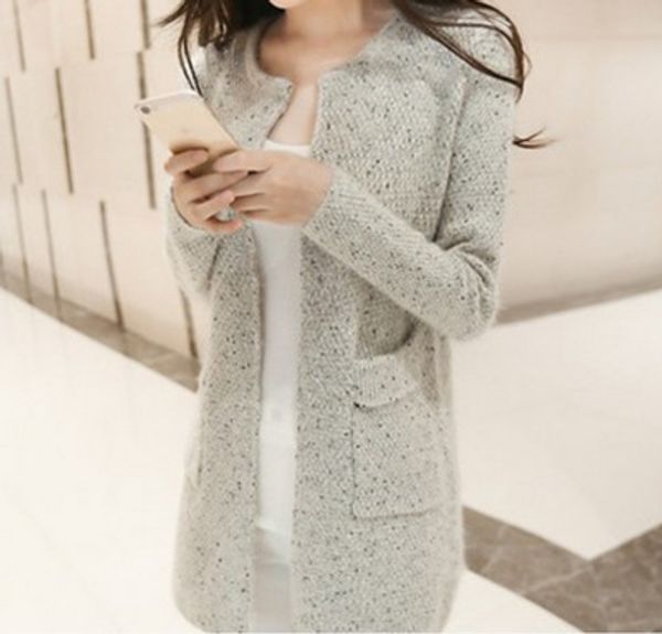 

wholesale-2016 new autumn women casual long sleeve knitted cardigans crochet ladies sweaters fashion, White;black