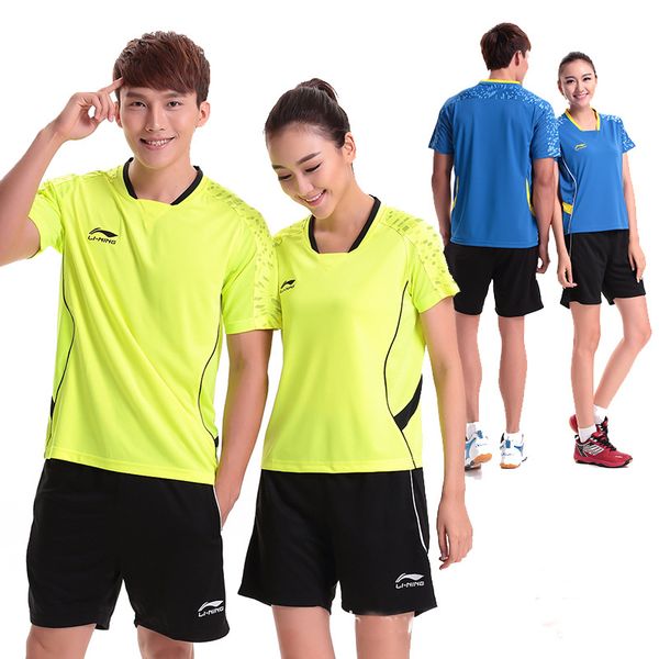 

new li-ning badminton swear t-shirt+shorts suit,badminton jerseys clothes,tenis masculino,table tennis sport suit,badminton shirt men, White;yellow