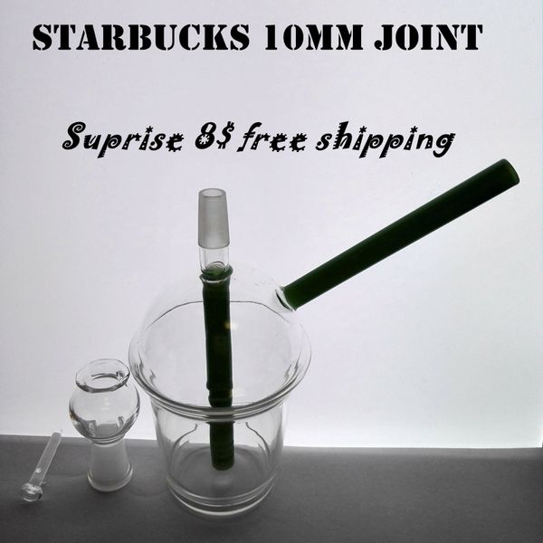 2017 Mini Starbucks Fincan 10mm ortak Cam bong! Dabuccino tarzı ilham Starbuck temalı konsantre Kupası petrol kuleleri sigara su boruları